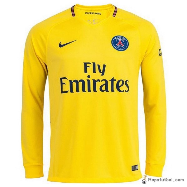 Camiseta Paris Saint Germain Replica Segunda Ropa ML 2017/18 Amarillo